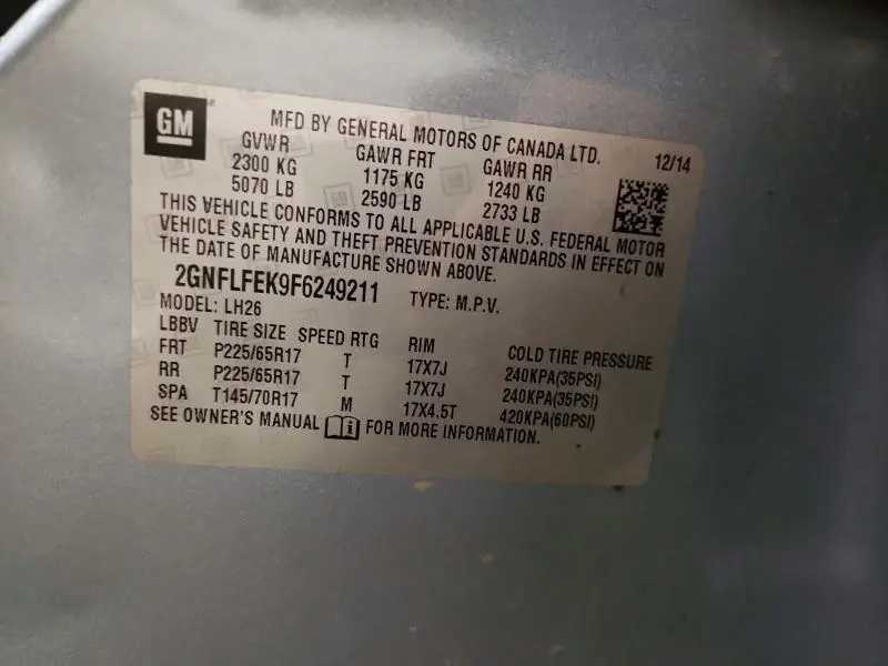 2015 CHEVROLET EQUINOX LT  