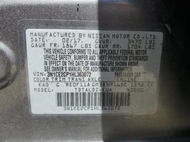 2017 NISSAN VERSA NOTE S  