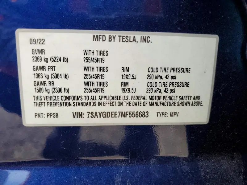 2022 TESLA MODEL Y   