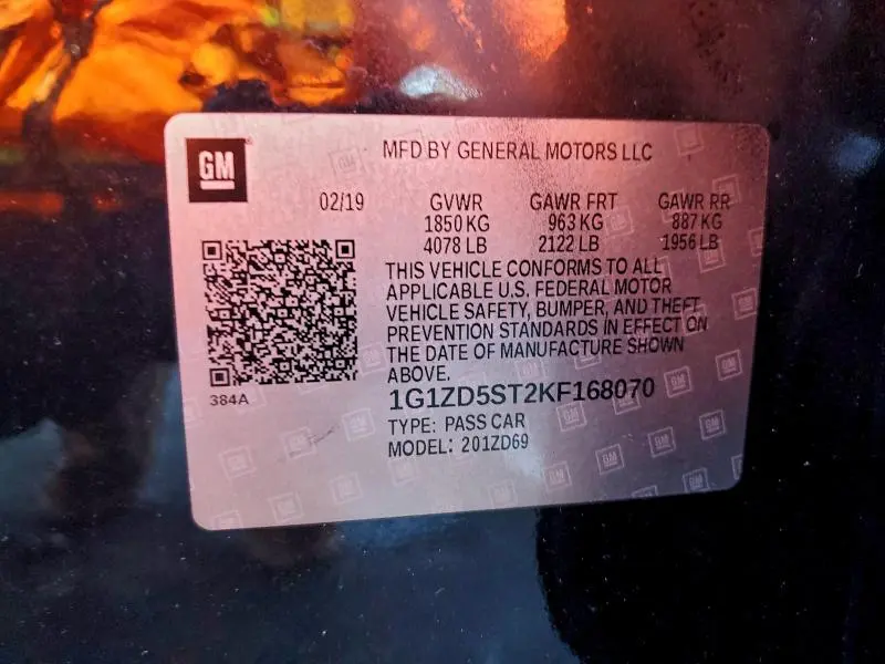 2019 CHEVROLET MALIBU LT  