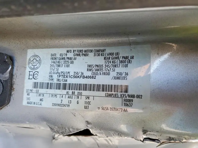 2019 FORD F150 SUPER CAB  