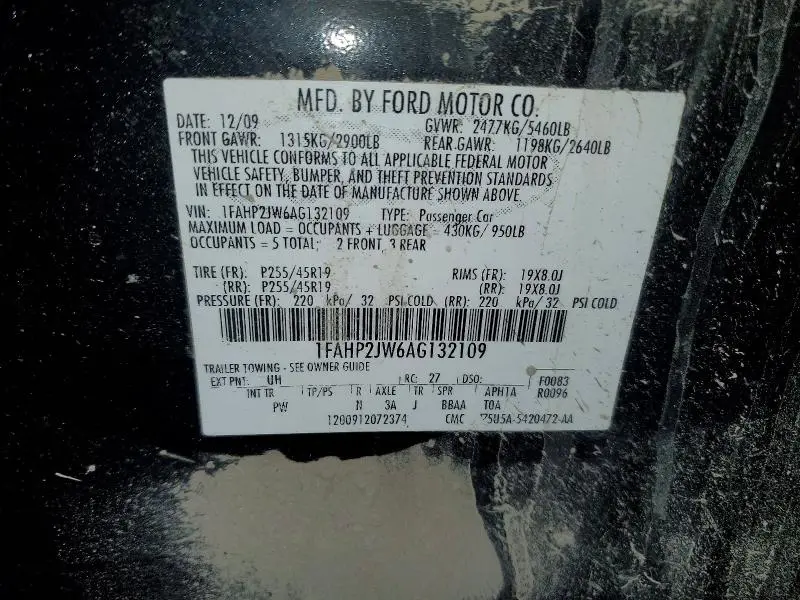 2010 FORD TAURUS LIMITED  