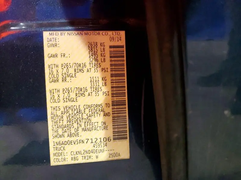 2015 NISSAN FRONTIER S  