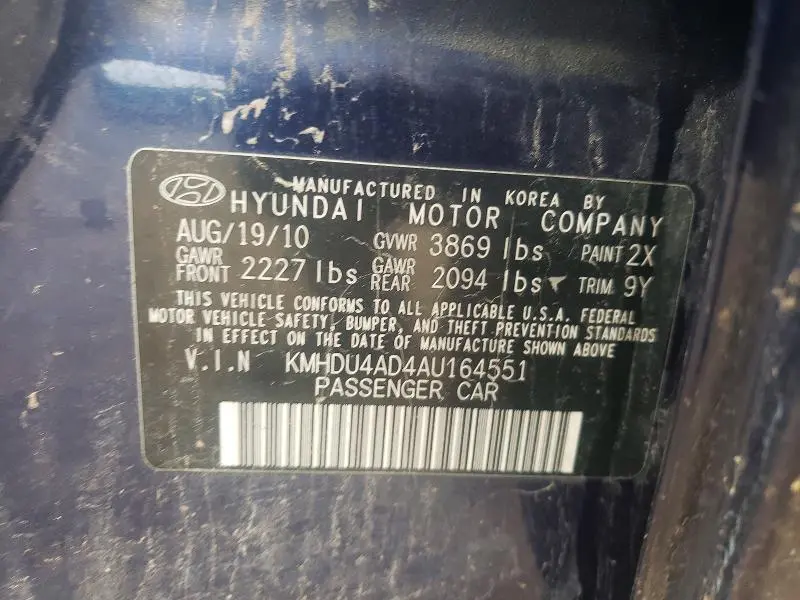 2010 HYUNDAI ELANTRA GLS  