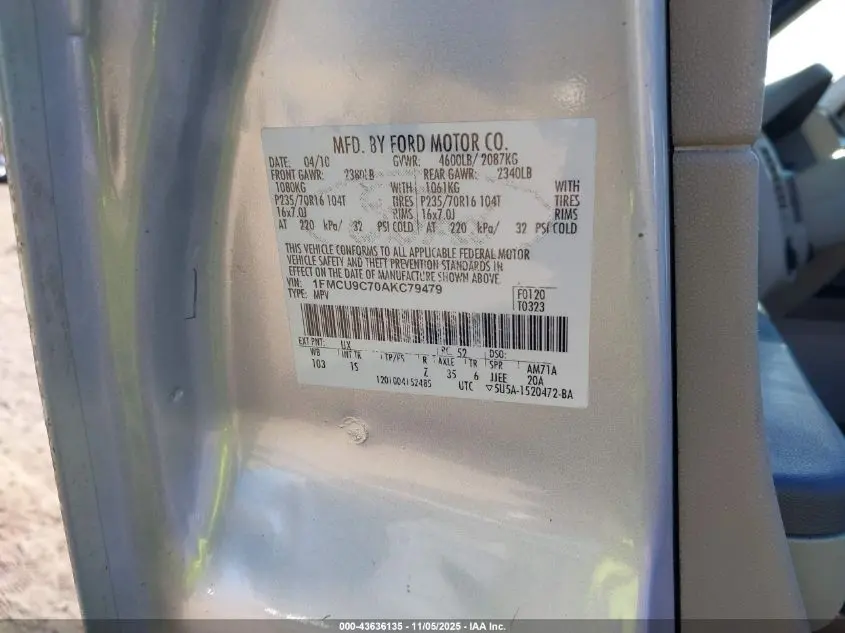 2010 FORD ESCAPE XLS