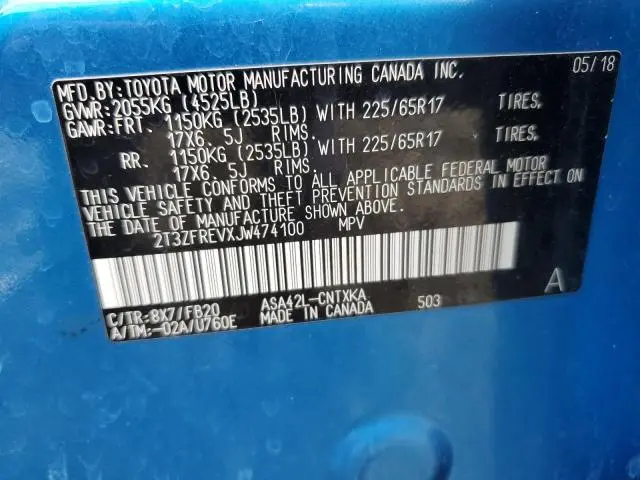 2018 TOYOTA RAV4 LE  