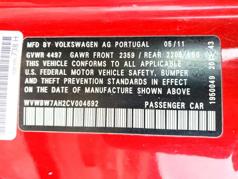 2012 VOLKSWAGEN EOS KOMFORT  