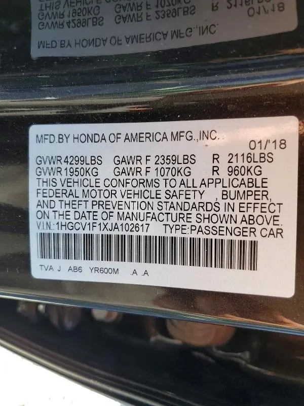 2018 HONDA ACCORD LX  