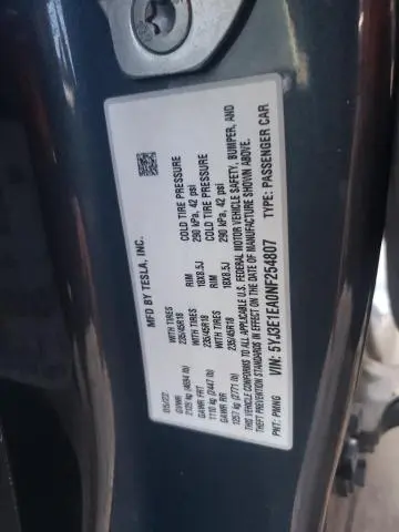 2022 TESLA MODEL 3   