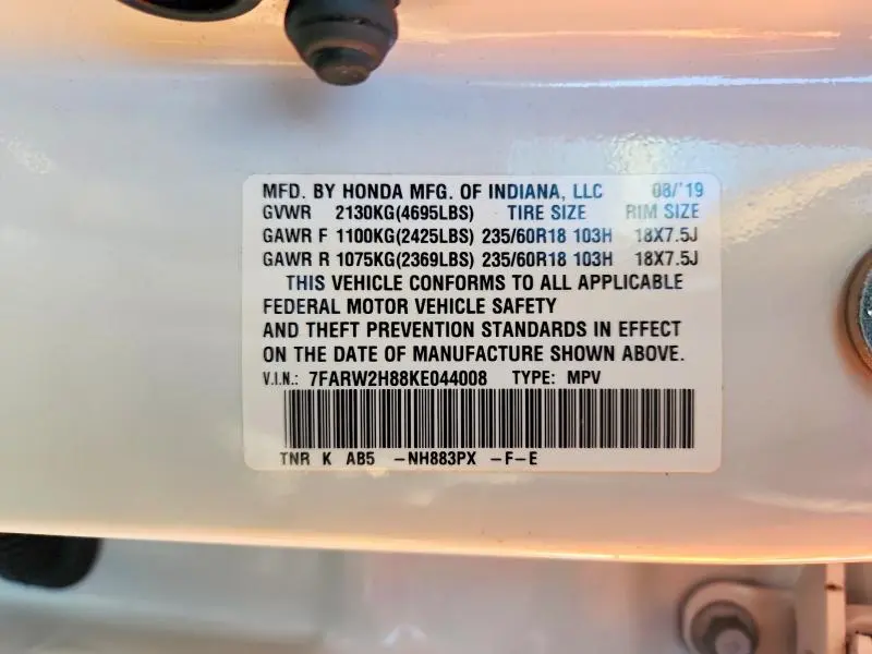 2019 HONDA CR-V EXL  