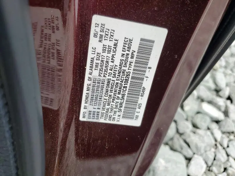 2012 HONDA ODYSSEY EXL  