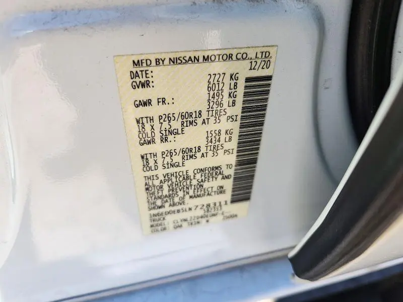 2020 NISSAN FRONTIER SV  