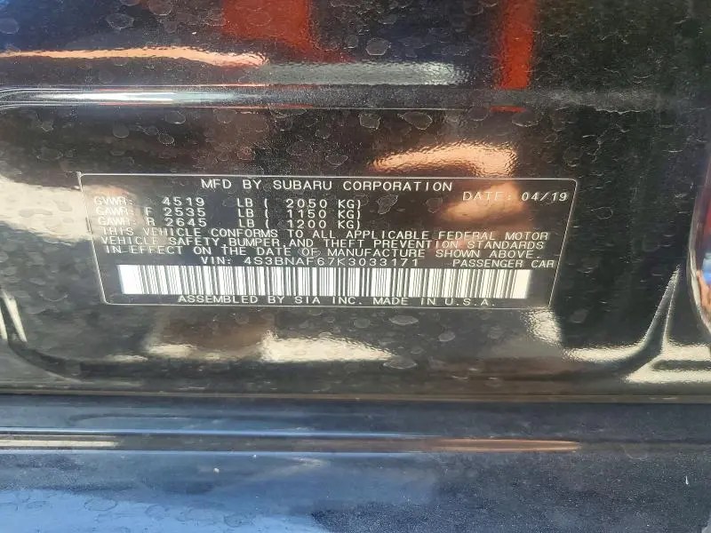 2019 SUBARU LEGACY 2.5I PREMIUM  