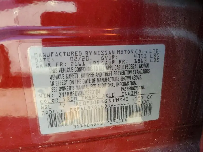 2020 NISSAN SENTRA SR  