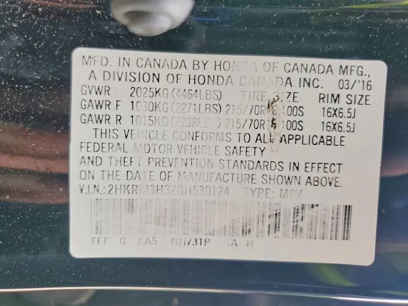 2016 HONDA CR-V LX  