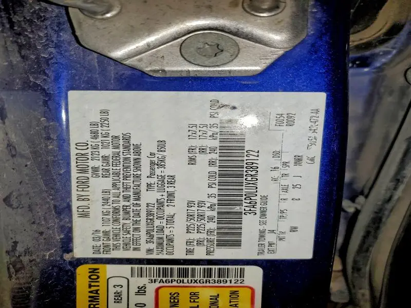 2016 FORD FUSION SE HYBRID  