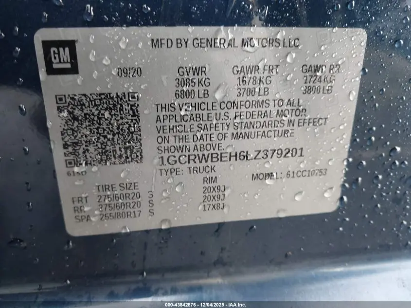 2020 CHEVROLET SILVERADO 1500 2WD DOUBLE CAB STANDARD BED CUSTOM