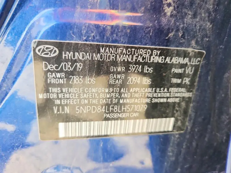 2020 HYUNDAI ELANTRA SEL  