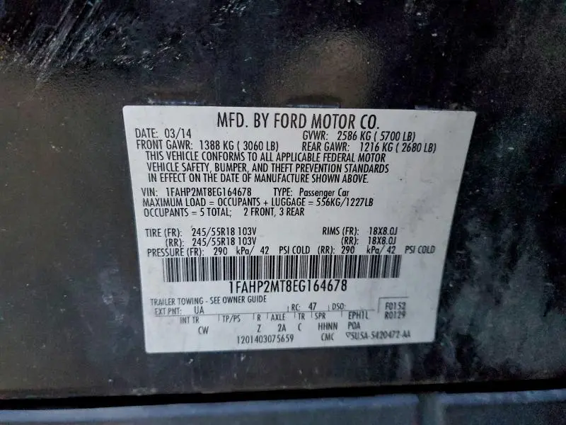 2014 FORD TAURUS POLICE INTERCEPTOR  