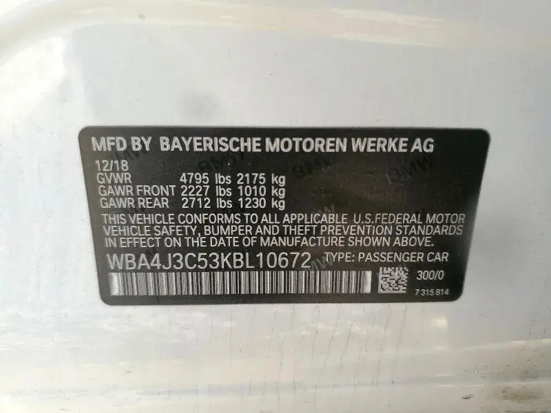 2019 BMW 430XI GRAN COUPE  