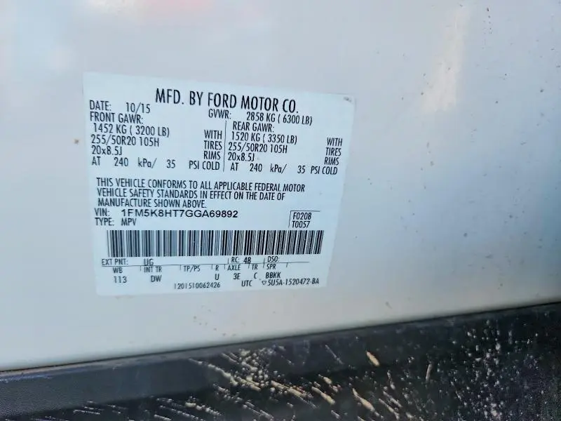 2016 FORD EXPLORER PLATINUM  