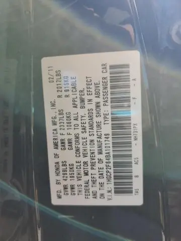 2011 HONDA ACCORD SE  