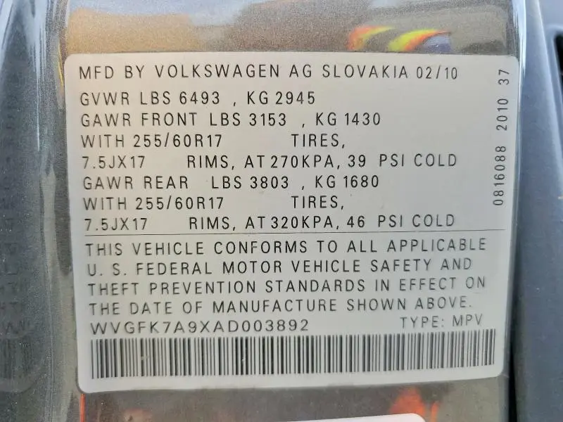 2010 VOLKSWAGEN TOUAREG TDI  