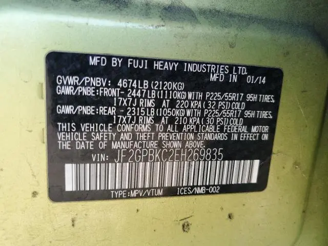 2014 SUBARU XV CROSSTREK 2.0I HYBRID TOURING  