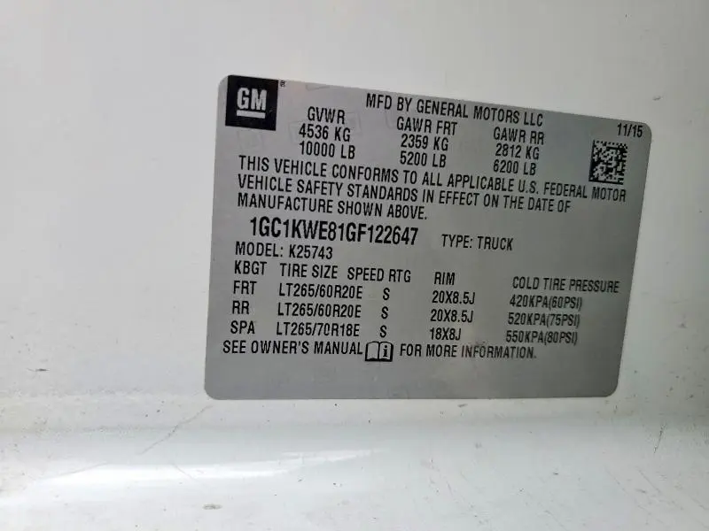 2016 CHEVROLET SILVERADO K2500 HEAVY DUTY LTZ  