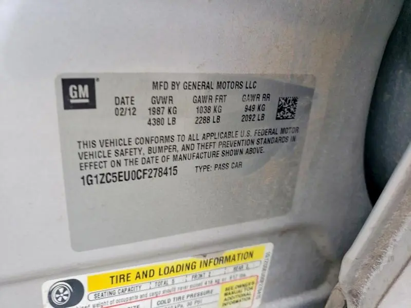 2012 CHEVROLET MALIBU 1LT  