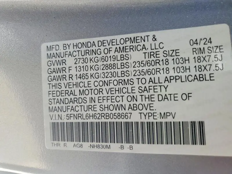 2024 HONDA ODYSSEY EXL  