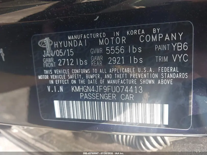 2015 HYUNDAI GENESIS 5.0