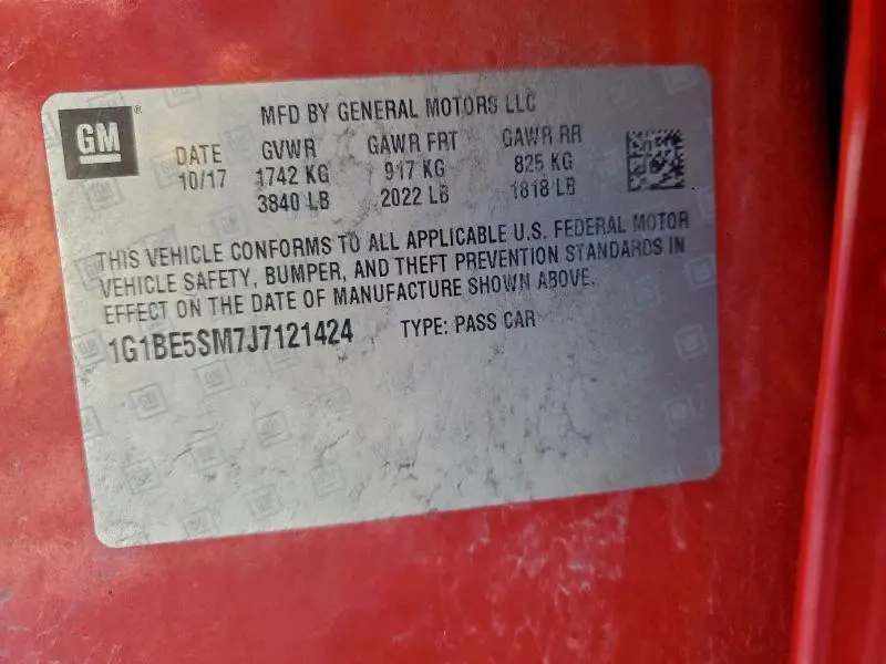 2018 CHEVROLET CRUZE LT  