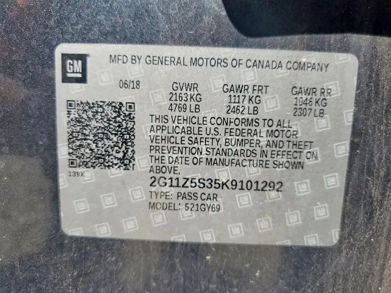 2019 CHEVROLET IMPALA LT  