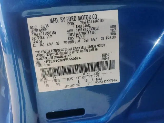 2015 FORD F150 SUPER CAB  