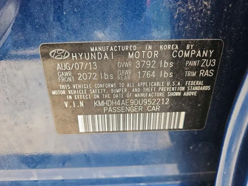 2013 HYUNDAI ELANTRA LIMITED  