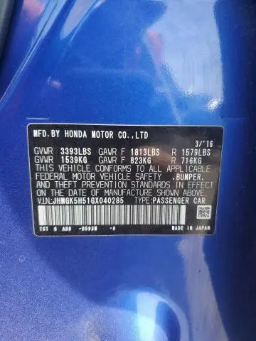 2016 HONDA FIT LX  