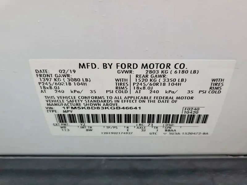 2019 FORD EXPLORER XLT  