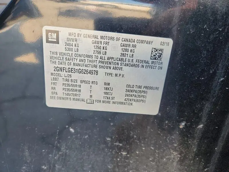 2016 CHEVROLET EQUINOX LTZ  