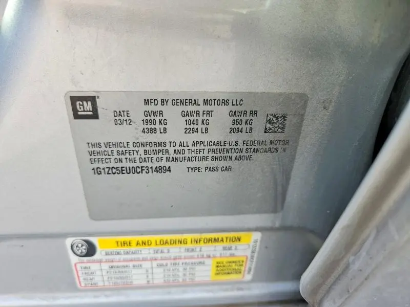 2012 CHEVROLET MALIBU 1LT  