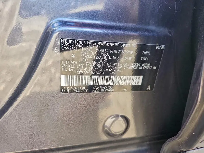 2015 TOYOTA RAV4 LIMITED  