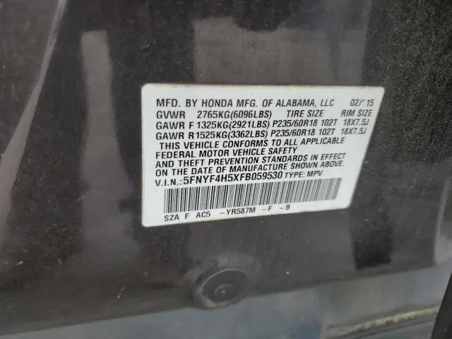 2015 HONDA PILOT EXL