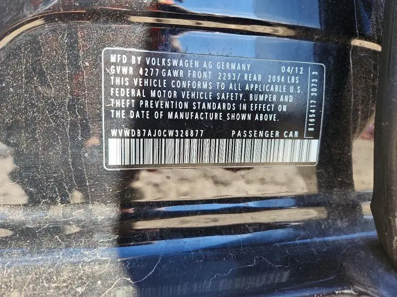 2012 VOLKSWAGEN GOLF   