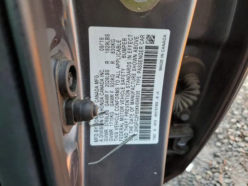 2019 HONDA CIVIC LX  