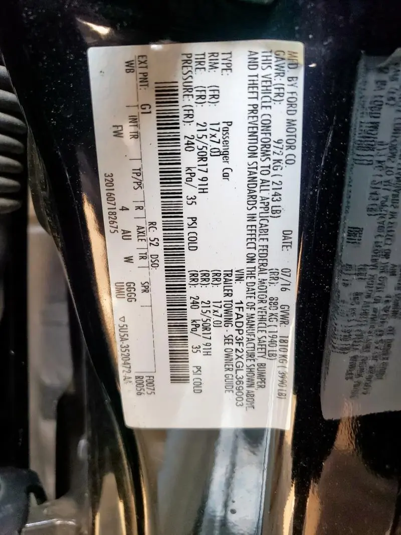2016 FORD FOCUS SE  