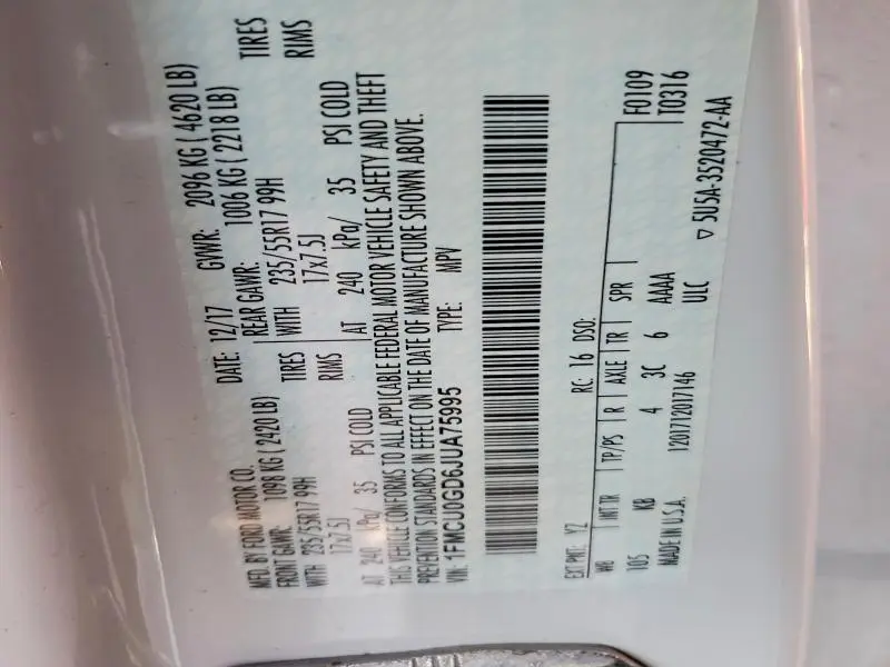 2018 FORD ESCAPE SE  