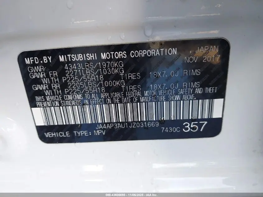 2018 MITSUBISHI OUTLANDER SPORT 2.0 ES