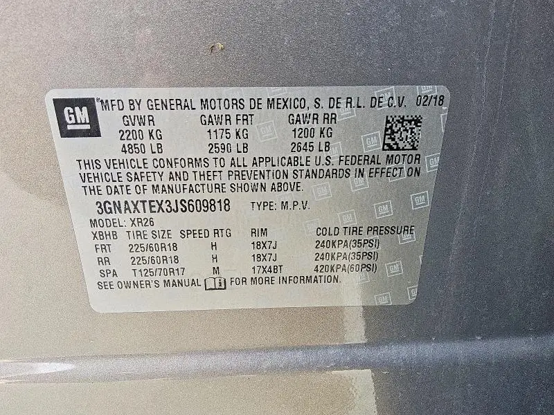 2018 CHEVROLET EQUINOX LT  