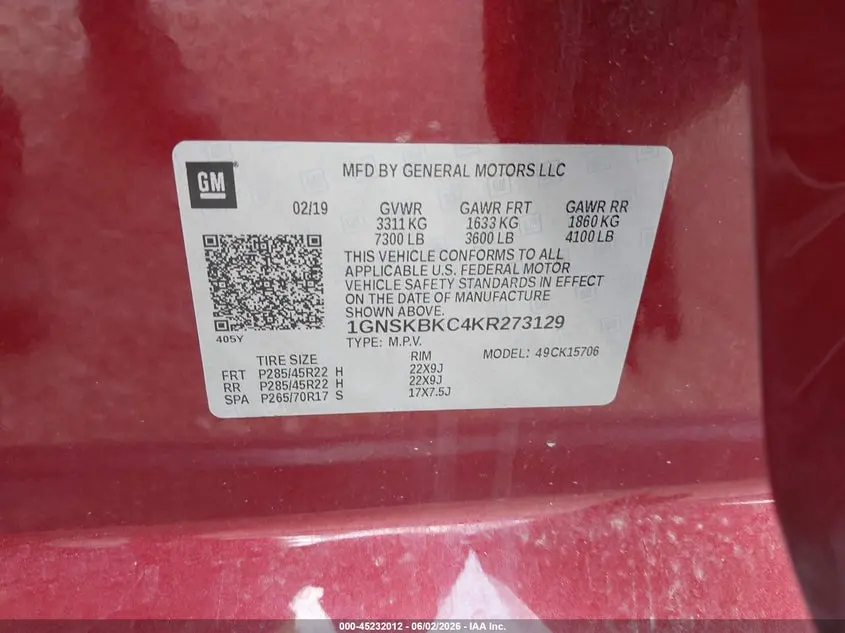 2019 CHEVROLET TAHOE LT