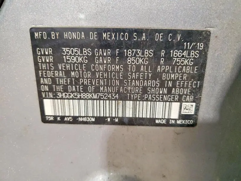 2019 HONDA FIT EX  